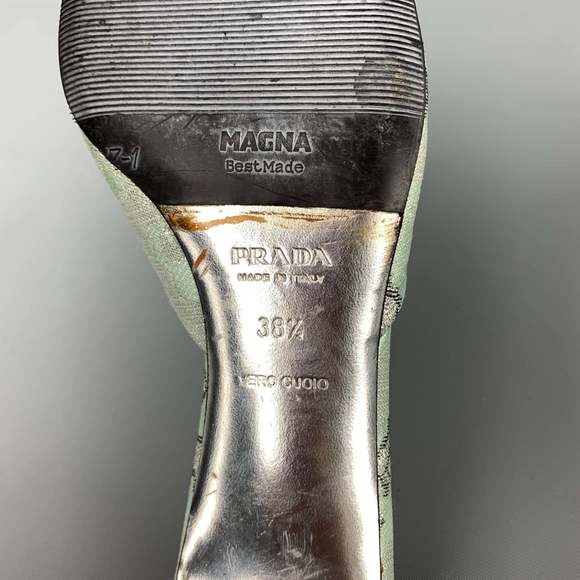 PRADA Green Embellishments Silk Kitten Heel Pumps - Picture 7 of 7